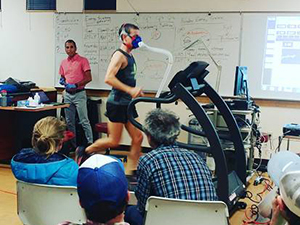 Testing human running on a treadmill in the Health Sciences Department Testing human running on a treadmill in the Health Sciences Department